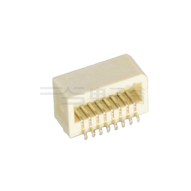 Board to Board 0.80mm H5.1mm单槽双排侧插带柱 SMT型母座 16pin 米黄色 镀全金G/F